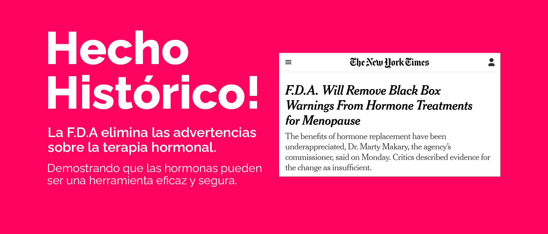 La FDA elimina las advertencias sobre la terapia hormonal